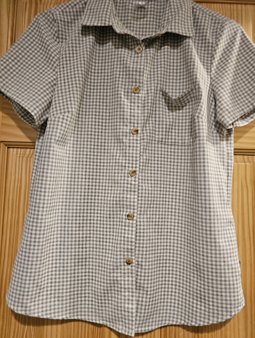 ZeroXposur Small Gingham Button-Down Shirt Womens Short Sleeve - Picture 7 of 13